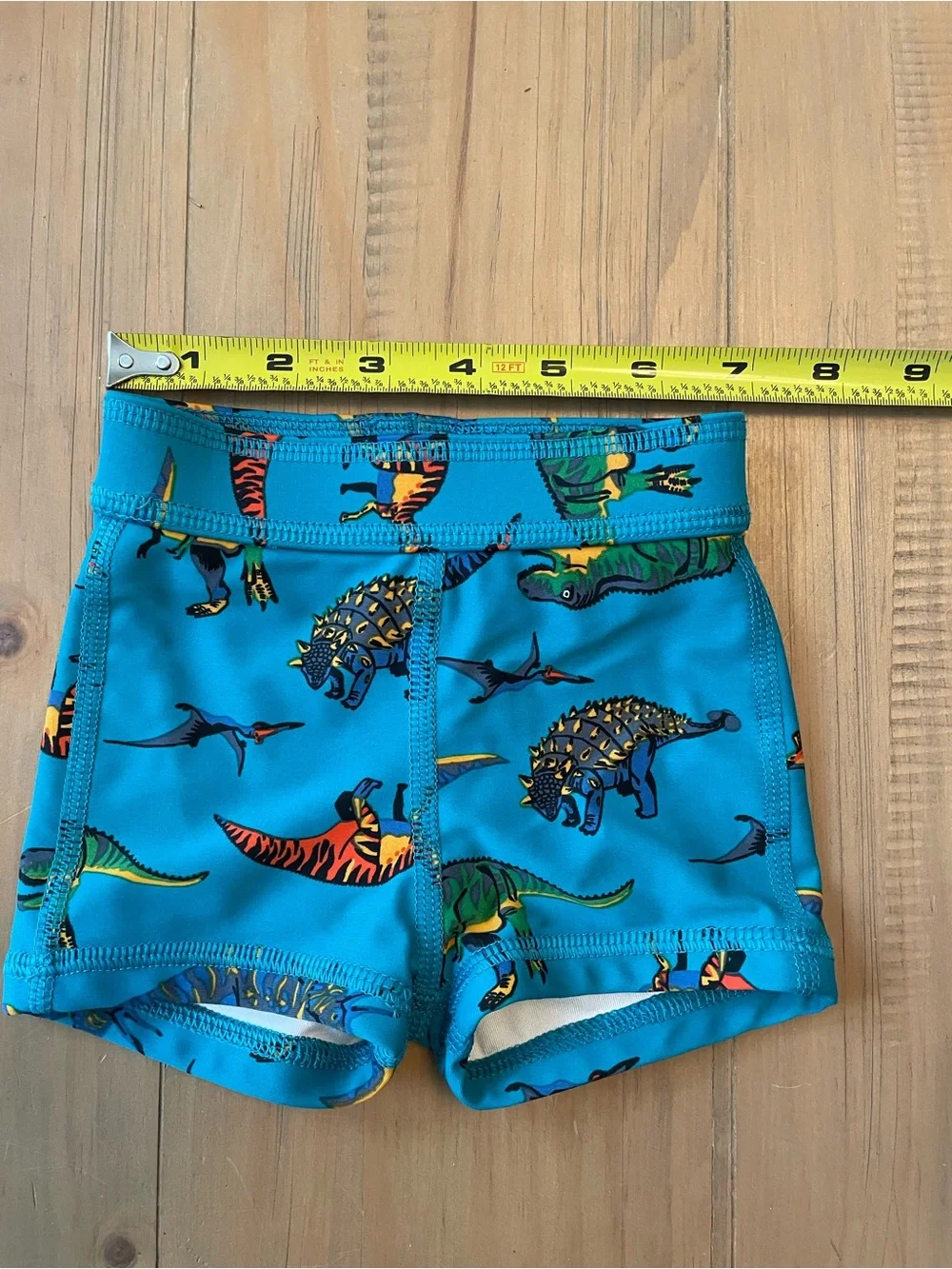 Hanna Andersson Baby 0-3 Months Dinosaur Turquoise Swim Shorts Bathing Suit